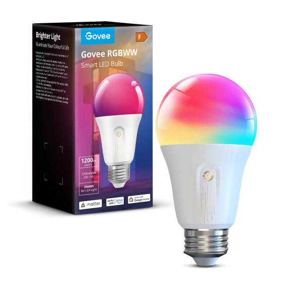 Govee Smart žárovka RGBWW 12W-85W 1200lm E27 Long Life, Matter